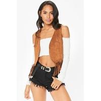 charlie tan suede fringed waistcoat