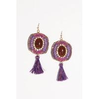 christine purple jewel tassel earring