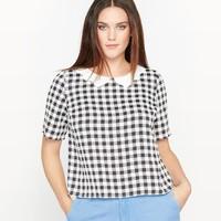 Checked Blouse with Detachable Collar