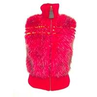 chilli pepper red fluffy gilet bodywarmer size 10 12