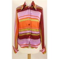 Christian Lacroix, size 8 orange & pink striped silk blouse