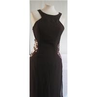 Chocolate Brown open backed sequin trimmed evening dress Celeb - Brown - Full length