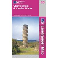 Cheviot Hills & Kielder Water - OS Landranger Active Map Sheet Number 80