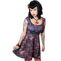 Cherry Skull Marilyn Flare Dress - Size: M