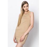 chain trim neck fitted dress