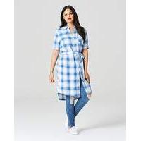 Check Short Sleeve Shirt Dress