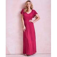Cherry Pink Frill Crinkle Maxi Dress