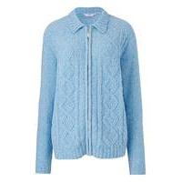 chenille zip through cardigan