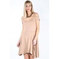 christal strappy bardot midi skater dress