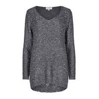 charcoal sequin embellished oversized jumper