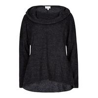 Charcoal Fuzzy Waffle Roll Neck Jumper