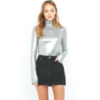 cheap monday rock silver turtleneck top grey