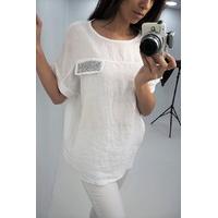 Chester White linen crushed crystal oversized tee