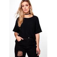 Charis Ribbed Oversize Knitted Tee - black