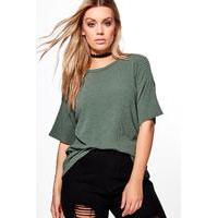 charis ribbed oversize knitted tee khaki