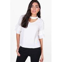 choker style flare sleeve ivory