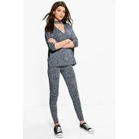 choker batwing top legging grey