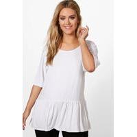 chrissie lace up ruffle hem tee white