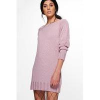 chunky rib bardot jumper dress lilas