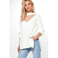 Choker Oversized Jumper - cream