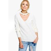 choker fisherman jumper cream