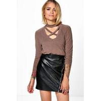 Choker Neck Batwing Jumper - mocha