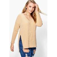 Charlie Choker Detail Rib Top - camel