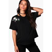 charlotte embroidered sweat top black