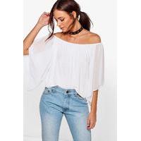 Chiffon Sleeve Jersey Bardot - white