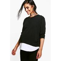 Charlotte 2 in 1 Raw Edge Top - black