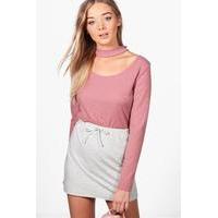 Choker Rib Knit Top - rose