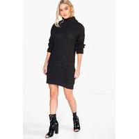 Chunky Roll Neck Jumper Dress - charcoal