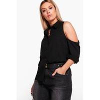 Charlene Cold Shoulder Shirt - black