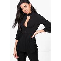 Choker Plunge Blouse - black