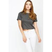 charcoal asymmetric print crop top