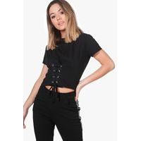 Charlotte Lace Up Tee - black