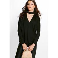 choker batwing jumper black