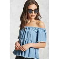 chambray off the shoulder top