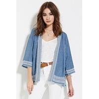 Chambray Open-Front Cardigan