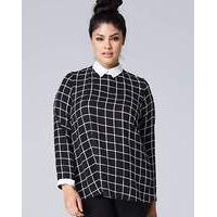 check peplum blouse with collar