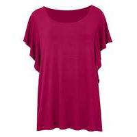 cherry ruffle sleeve jersey top