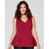 Cherry Textured Sleeveless Peplum Top