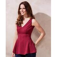 Cherry Textured Sleeveless Peplum Top