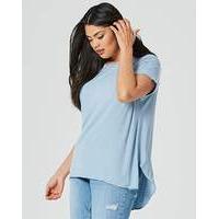 Chambray Blue Curved Dip Back Ribbed Top