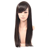 Cheap Long Straight Hair Synthetic Wig With Bangs Glueless Synthetic Wig Natural Color Straight Hair Wig