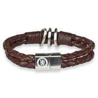 chelsea crest leather plaited bracelet stainless steel