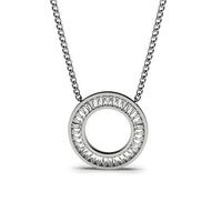 Channel Setting Baguette Diamond Circle Pendant
