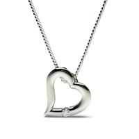 channel setting round diamond heart pendant