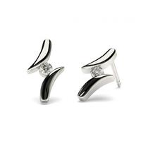 Channel Setting Round Diamond Designer Stud Earring