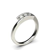 Channel Setting Studded Three Stone Ring